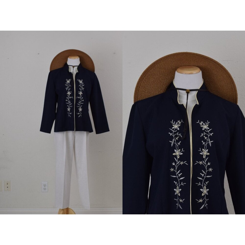 Vintage 80s Embroidered‎ Polyester Lighweight Jacket | size MP